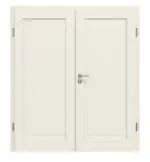 Frontansicht von Doppelflügeltür TE-1 Nordische Fichte astarm gebürstet weiß lackiert Massivholz mit Zarge