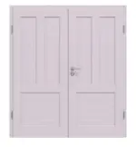 Frontansicht von Doppelflügeltür TE-11 Fichte astarm weiß pigmentiert lackiert Massivholz mit Zarge