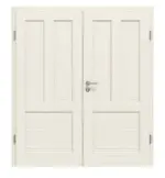 Frontansicht von Doppelflügeltür TE-11 Nordische Fichte astarm gebürstet weiß lackiert Massivholz mit Zarge