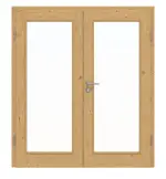 Frontansicht von Doppelflügeltür TE-14 Eiche astig Massivholz mit Zarge