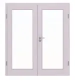 Frontansicht von Doppelflügeltür TE-14 Fichte astarm weiß pigmentiert lackiert Massivholz mit Zarge