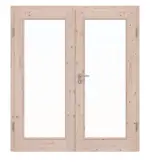 Frontansicht von Doppelflügeltür TE-14 Fichte astig Massivholz mit Zarge