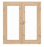 Frontansicht von Doppelflügeltür TE-14 Kiefer astig Massivholz mit Zarge