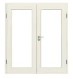 Frontansicht von Doppelflügeltür TE-14 Nordische Fichte astarm gebürstet weiß lackiert Massivholz mit Zarge