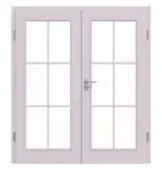 Frontansicht von Doppelflügeltür TE-15 Fichte astarm weiß pigmentiert lackiert Massivholz mit Zarge