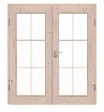 Frontansicht von Doppelflügeltür TE-15 Fichte astig Massivholz mit Zarge