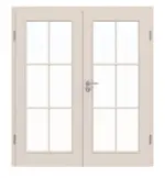 Frontansicht von Doppelflügeltür TE-15 Fichte astig weiß pigmentiert lackiert Massivholz mit Zarge