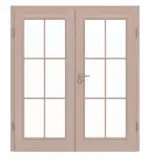 Frontansicht von Doppelflügeltür TE-15 Kiefer astarm Massivholz mit Zarge