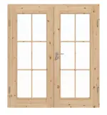 Frontansicht von Doppelflügeltür TE-15 Kiefer astig Massivholz mit Zarge