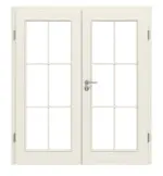 Frontansicht von Doppelflügeltür TE-15 Nordische Fichte astarm gebürstet weiß lackiert Massivholz mit Zarge