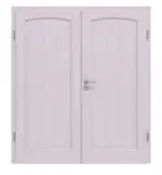 Frontansicht von Doppelflügeltür TE-18 Fichte astarm weiß pigmentiert lackiert Massivholz mit Zarge