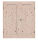 Frontansicht von Doppelflügeltür TE-18 Fichte astig Massivholz mit Zarge