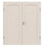 Frontansicht von Doppelflügeltür TE-18 Fichte astig weiß pigmentiert lackiert Massivholz mit Zarge