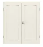 Frontansicht von Doppelflügeltür TE-18 Nordische Fichte astarm gebürstet weiß lackiert Massivholz mit Zarge