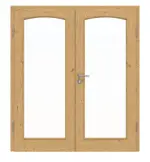 Frontansicht von Doppelflügeltür TE-19 Eiche astig Massivholz mit Zarge