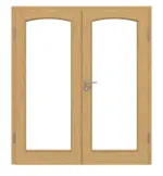 Frontansicht von Doppelflügeltür TE-19 Eiche astarm Massivholz mit Zarge