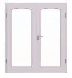 Frontansicht von Doppelflügeltür TE-19 Fichte astarm weiß pigmentiert lackiert Massivholz mit Zarge