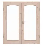Frontansicht von Doppelflügeltür TE-19 Fichte astig Massivholz mit Zarge