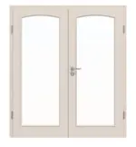 Frontansicht von Doppelflügeltür TE-19 Fichte astig weiß pigmentiert lackiert Massivholz mit Zarge