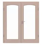 Frontansicht von Doppelflügeltür TE-19 Kiefer astarm Massivholz mit Zarge