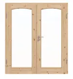 Frontansicht von Doppelflügeltür TE-19 Kiefer astig Massivholz mit Zarge