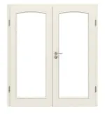Frontansicht von Doppelflügeltür TE-19 Nordische Fichte astarm gebürstet weiß lackiert Massivholz mit Zarge