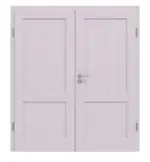 Frontansicht von Doppelflügeltür TE-2 Fichte astarm weiß pigmentiert lackiert Massivholz mit Zarge