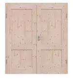 Frontansicht von Doppelflügeltür TE-2 Fichte astig Massivholz mit Zarge