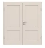 Frontansicht von Doppelflügeltür TE-2 Fichte astig weiß pigmentiert lackiert Massivholz mit Zarge