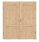 Frontansicht von Doppelflügeltür TE-2 Kiefer astig Massivholz mit Zarge