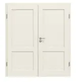 Frontansicht von Doppelflügeltür TE-2 Nordische Fichte astarm gebürstet weiß lackiert Massivholz mit Zarge