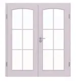 Frontansicht von Doppelflügeltür TE-20 Fichte astarm weiß pigmentiert lackiert Massivholz mit Zarge