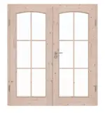 Frontansicht von Doppelflügeltür TE-20 Fichte astig Massivholz mit Zarge