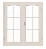 Frontansicht von Doppelflügeltür TE-20 Fichte astig weiß pigmentiert lackiert Massivholz mit Zarge