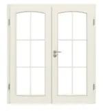 Frontansicht von Doppelflügeltür TE-20 Nordische Fichte astarm gebürstet weiß lackiert Massivholz mit Zarge