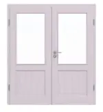 Frontansicht von Doppelflügeltür TE-23 Fichte astarm weiß pigmentiert lackiert Massivholz mit Zarge