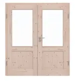 Frontansicht von Doppelflügeltür TE-23 Fichte astig Massivholz mit Zarge