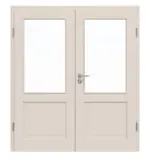 Frontansicht von Doppelflügeltür TE-23 Fichte astig weiß pigmentiert lackiert Massivholz mit Zarge
