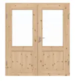 Frontansicht von Doppelflügeltür TE-23 Kiefer astig Massivholz mit Zarge