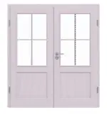 Frontansicht von Doppelflügeltür TE-24 Fichte astarm weiß pigmentiert lackiert Massivholz mit Zarge