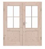 Frontansicht von Doppelflügeltür TE-24 Fichte astig Massivholz mit Zarge
