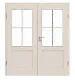 Frontansicht von Doppelflügeltür TE-24 Fichte astig weiß pigmentiert lackiert Massivholz mit Zarge