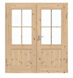 Frontansicht von Doppelflügeltür TE-24 Kiefer astig Massivholz mit Zarge