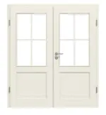 Frontansicht von Doppelflügeltür TE-24 Nordische Fichte astarm gebürstet weiß lackiert Massivholz mit Zarge