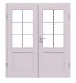 Frontansicht von Doppelflügeltür TE-25 Fichte astarm weiß pigmentiert lackiert Massivholz mit Zarge
