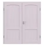 Frontansicht von Doppelflügeltür TE-27 Fichte astarm weiß pigmentiert lackiert Massivholz mit Zarge