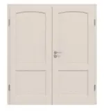 Frontansicht von Doppelflügeltür TE-27 Fichte astig weiß pigmentiert lackiert Massivholz mit Zarge