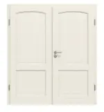 Frontansicht von Doppelflügeltür TE-27 Nordische Fichte astarm gebürstet weiß lackiert Massivholz mit Zarge