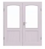 Frontansicht von Doppelflügeltür TE-28 Fichte astarm weiß pigmentiert lackiert Massivholz mit Zarge