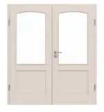 Frontansicht von Doppelflügeltür TE-28 Fichte astig weiß pigmentiert lackiert Massivholz mit Zarge